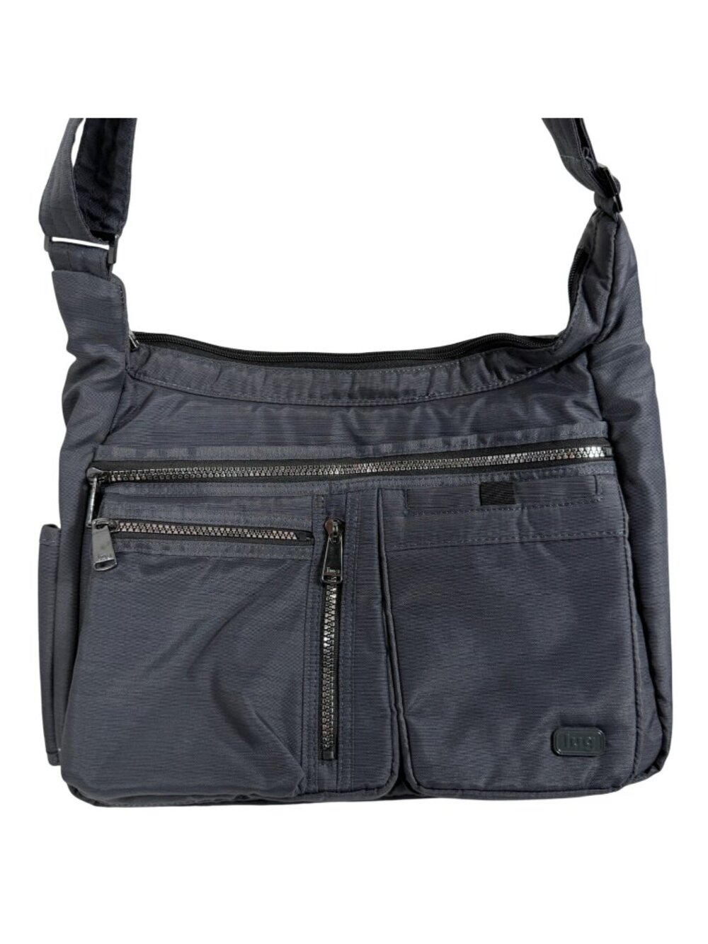 NWOT Lug RFID Double Dutch Gunmetal Gray Nylon Cross-Body Bag Travel